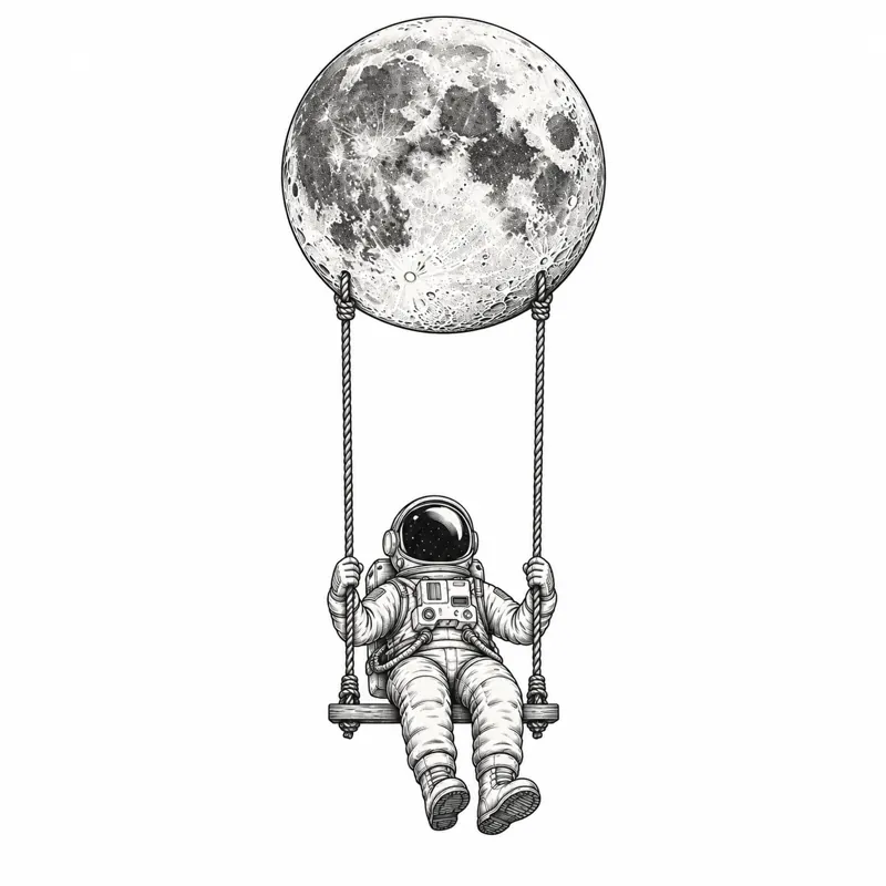 Moon swing tattoo design