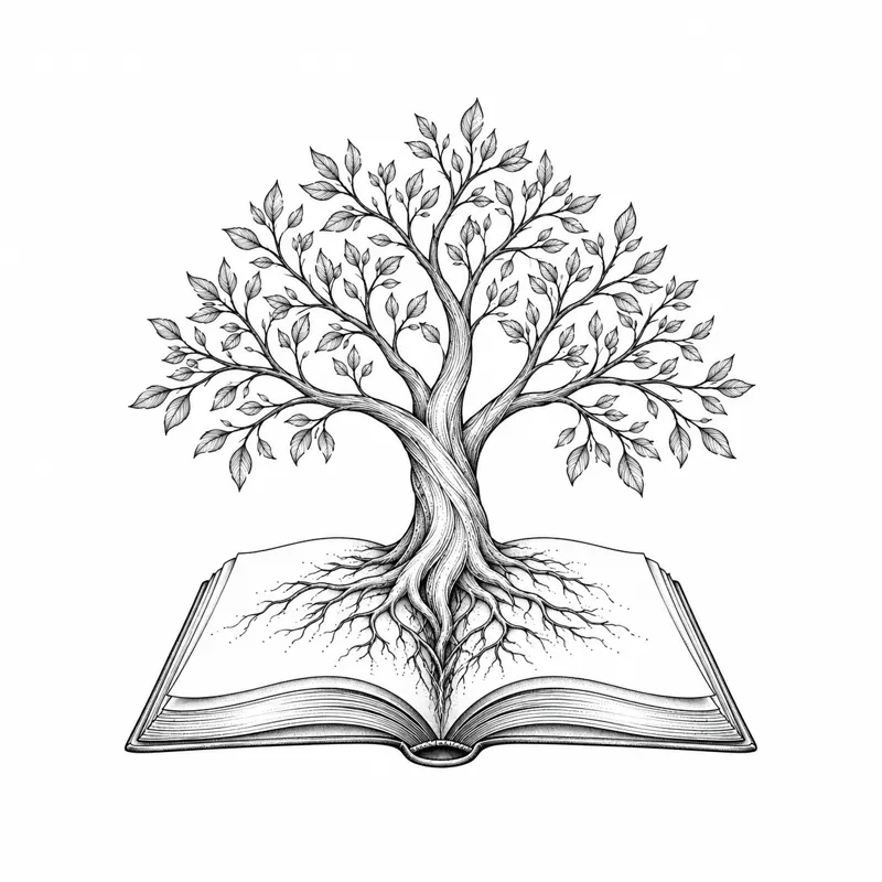 Book tree tattoo design