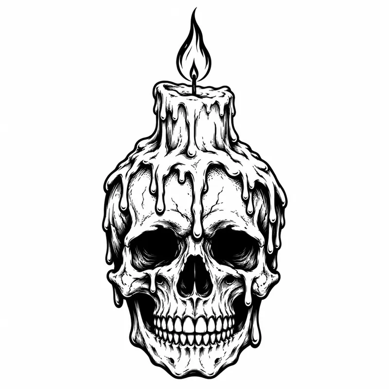 Candle skull tattoo design
