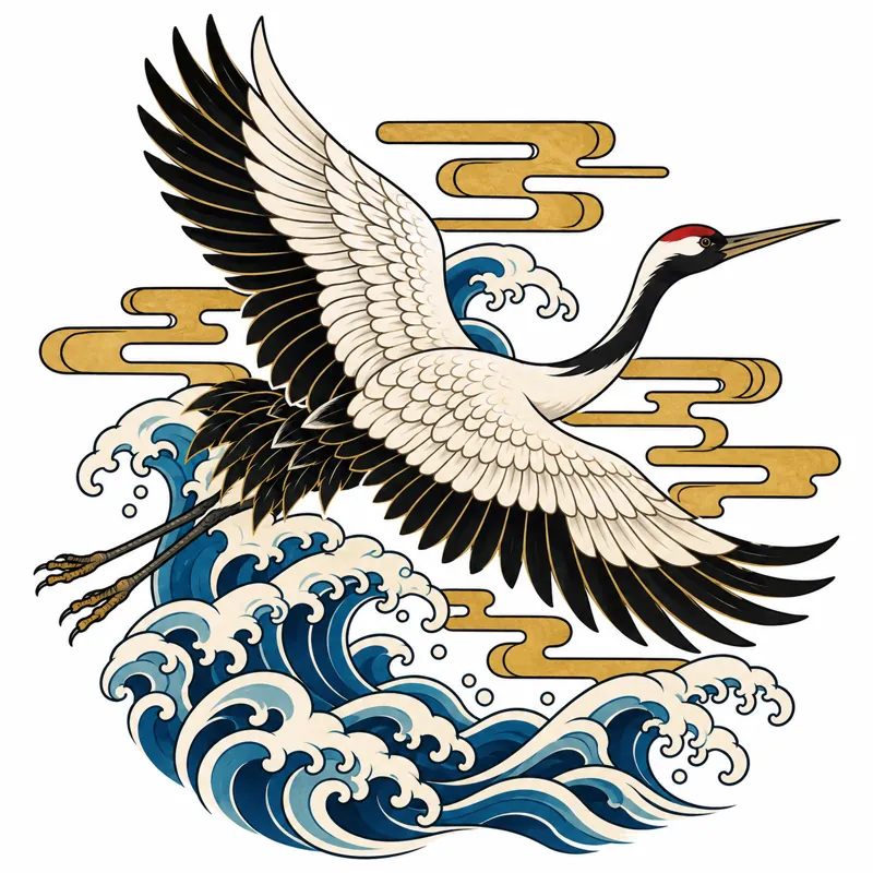 Japanese crane tattoo design