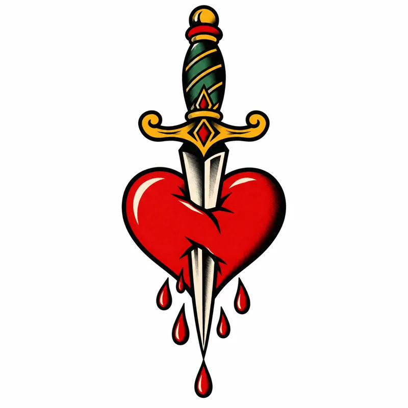 Dagger and heart tattoo design