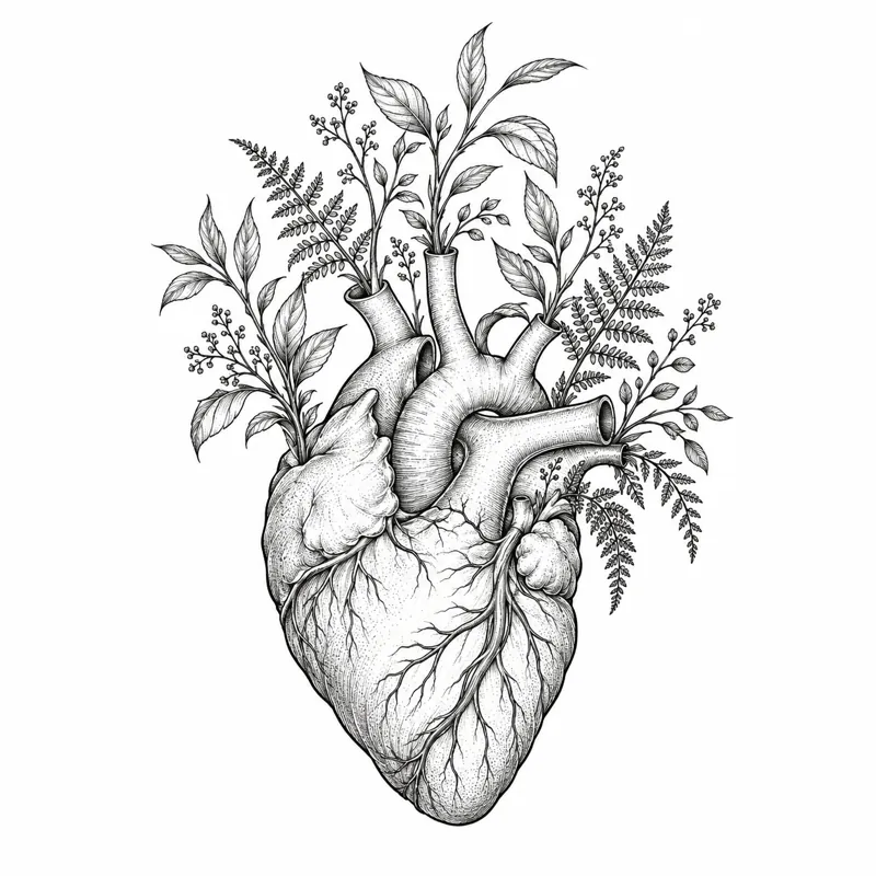 Blooming heart tattoo design