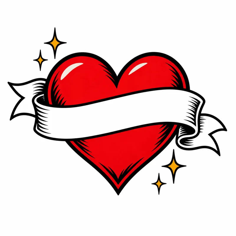 Heart and banner tattoo design