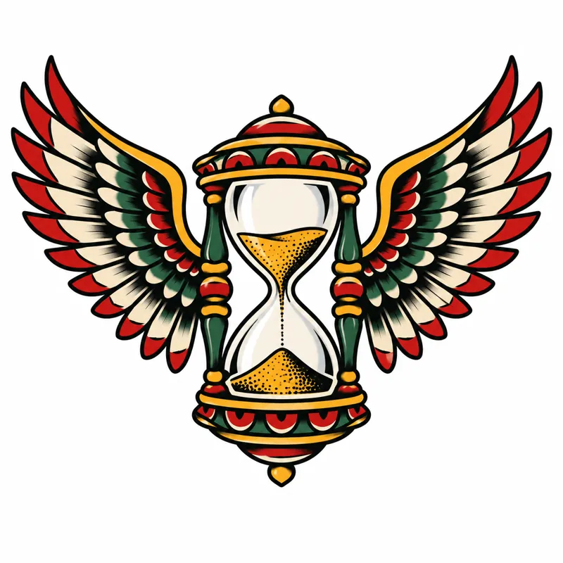 Winged hourglass tattoo design