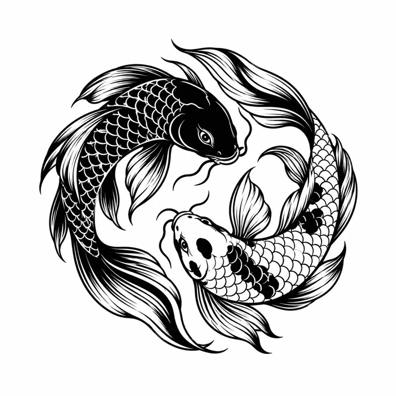 Koi yin yang tattoo design