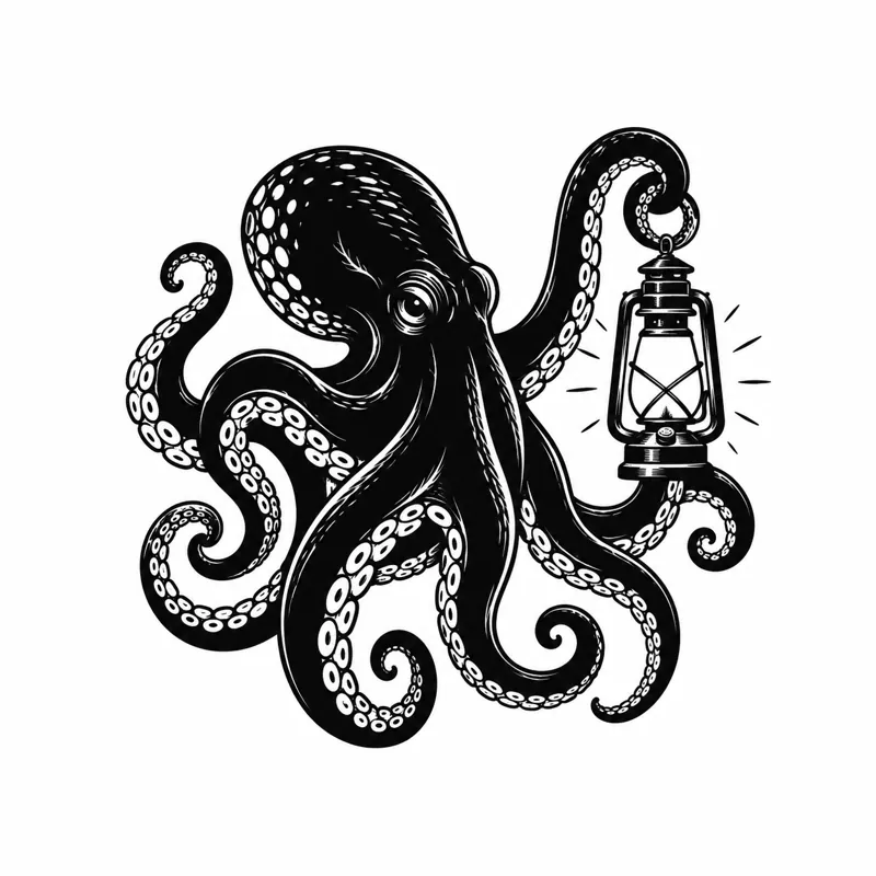 Lantern octopus tattoo design