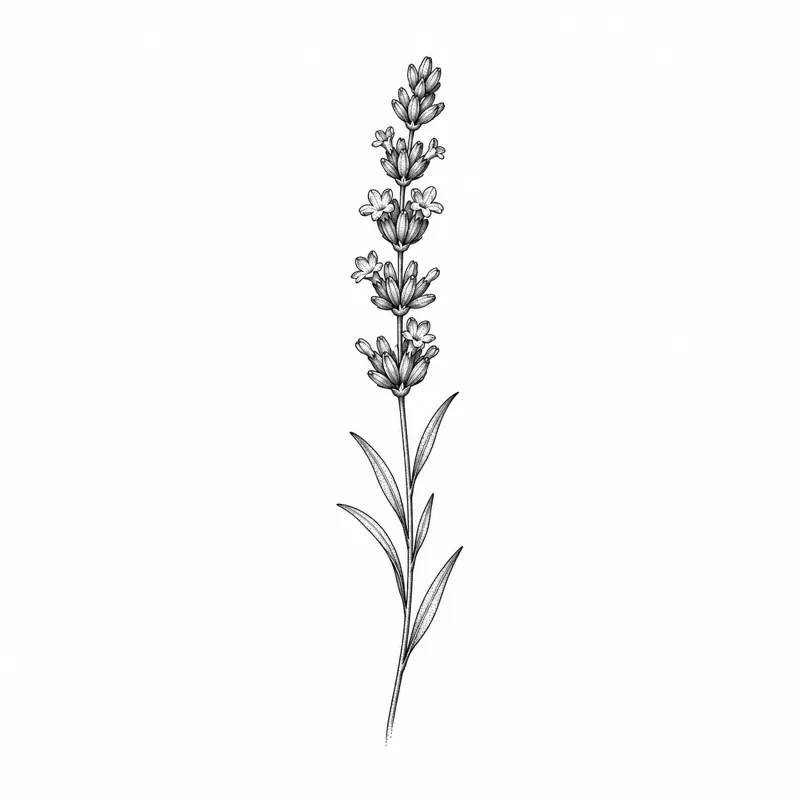 Lavender sprig tattoo design