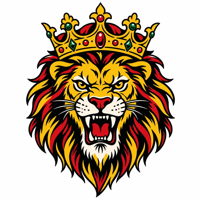 Crowned lion tattoo design