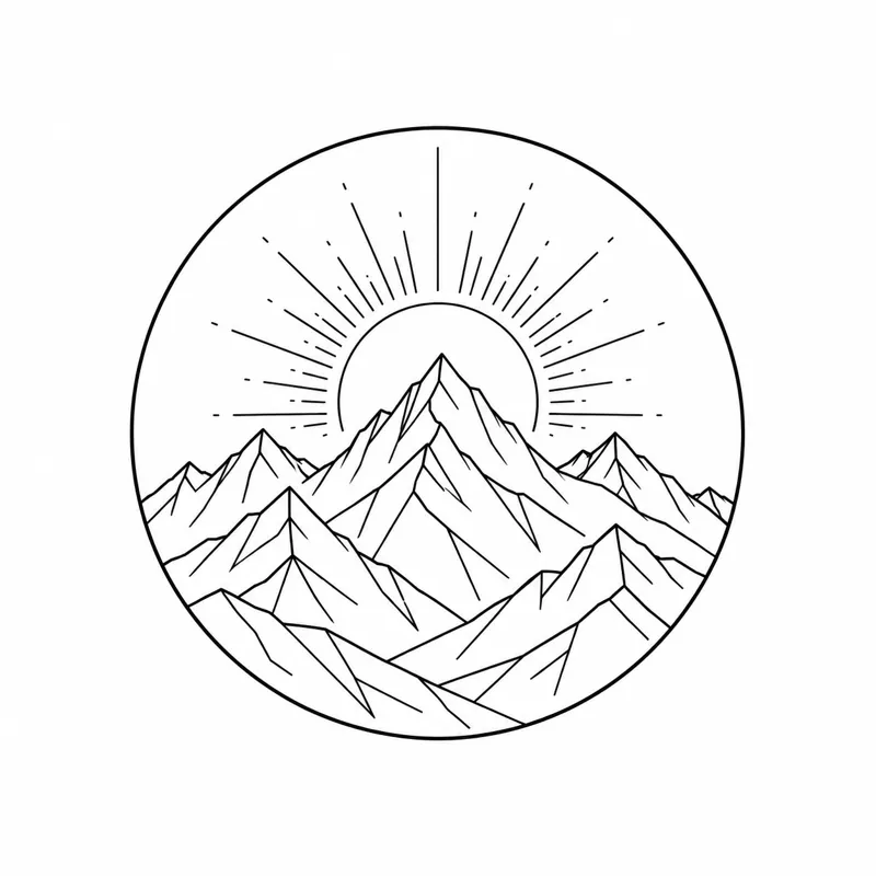 Mountain circle tattoo design