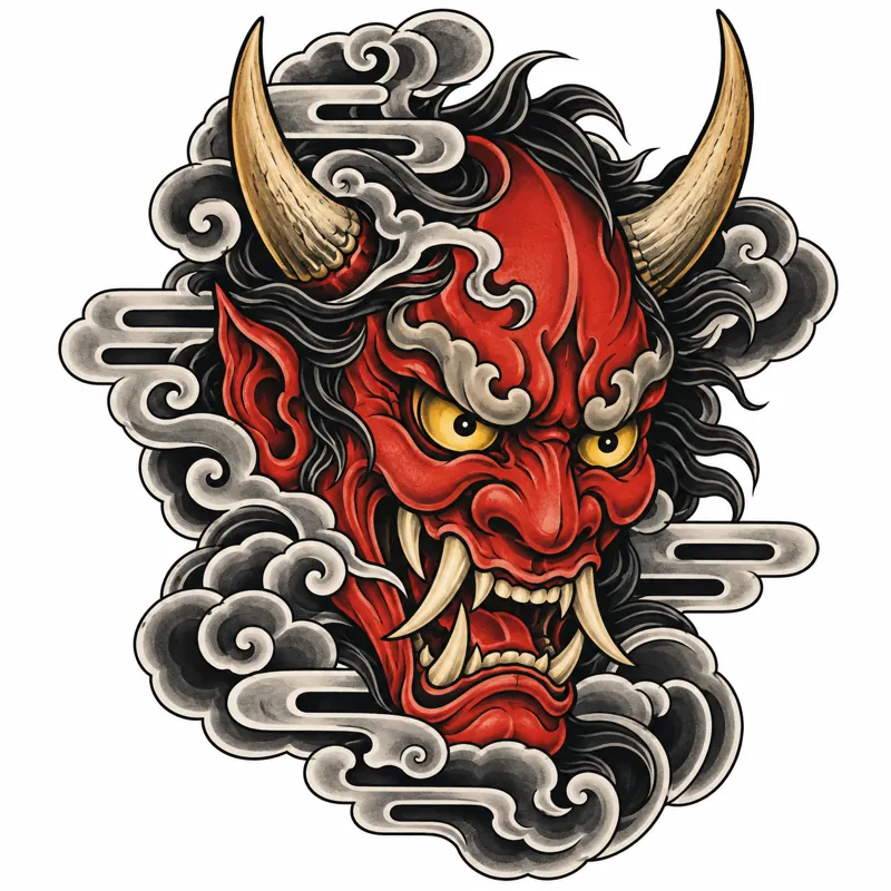 Oni mask tattoo design