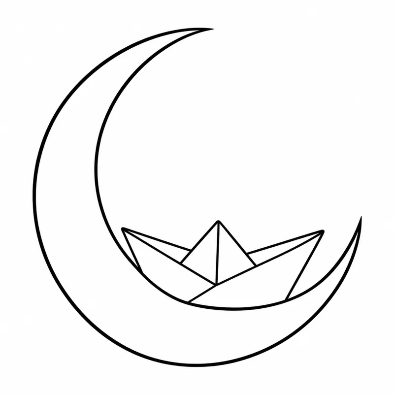 Moon boat tattoo design