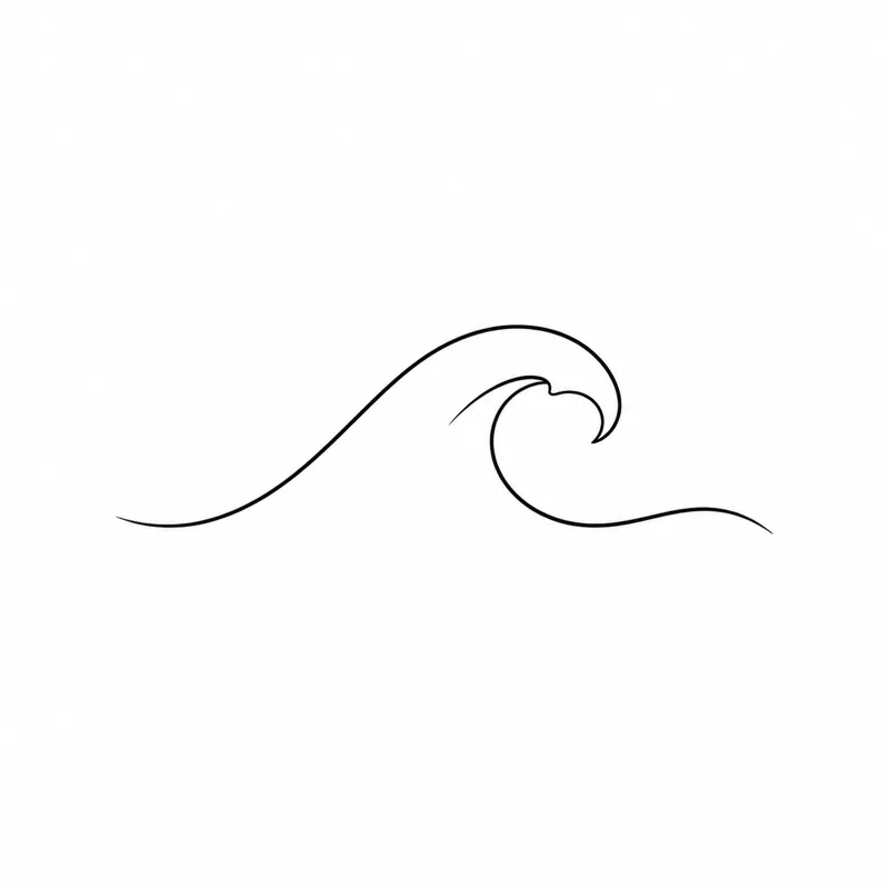 Single-line wave tattoo design