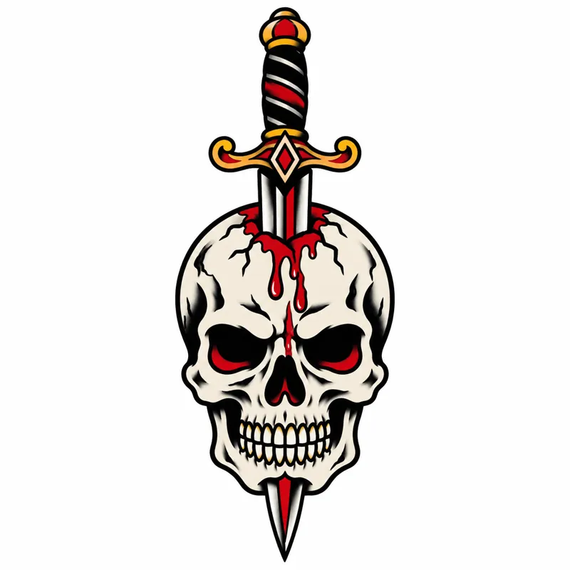 Skull and dagger tattoo design