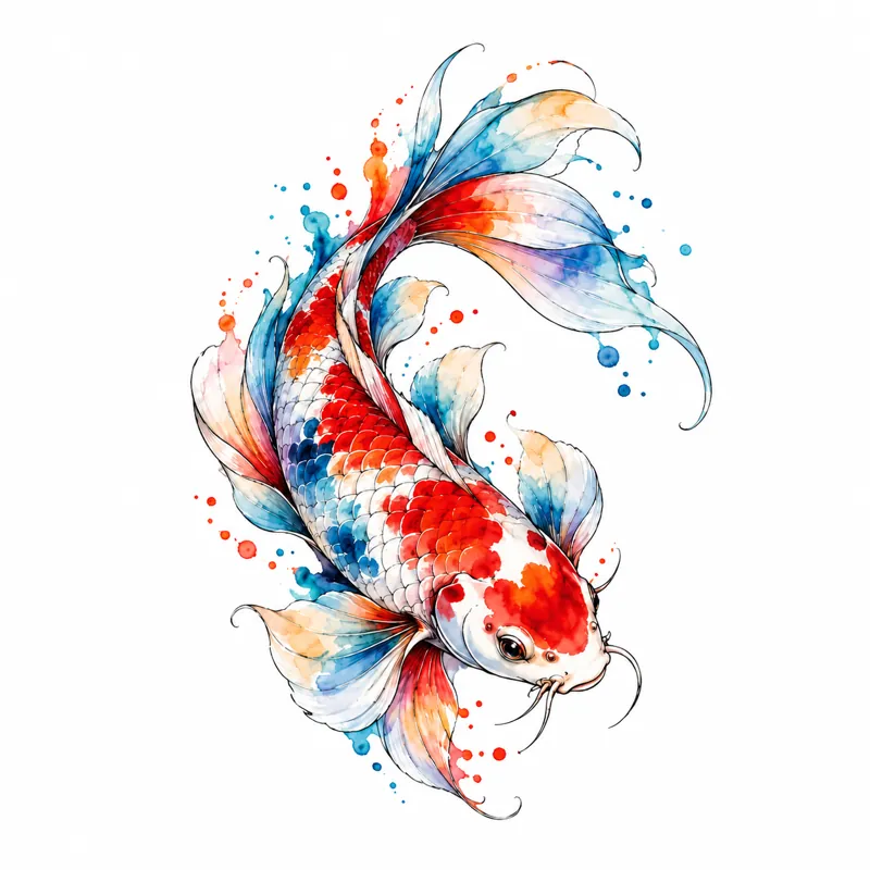 Watercolor koi tattoo design