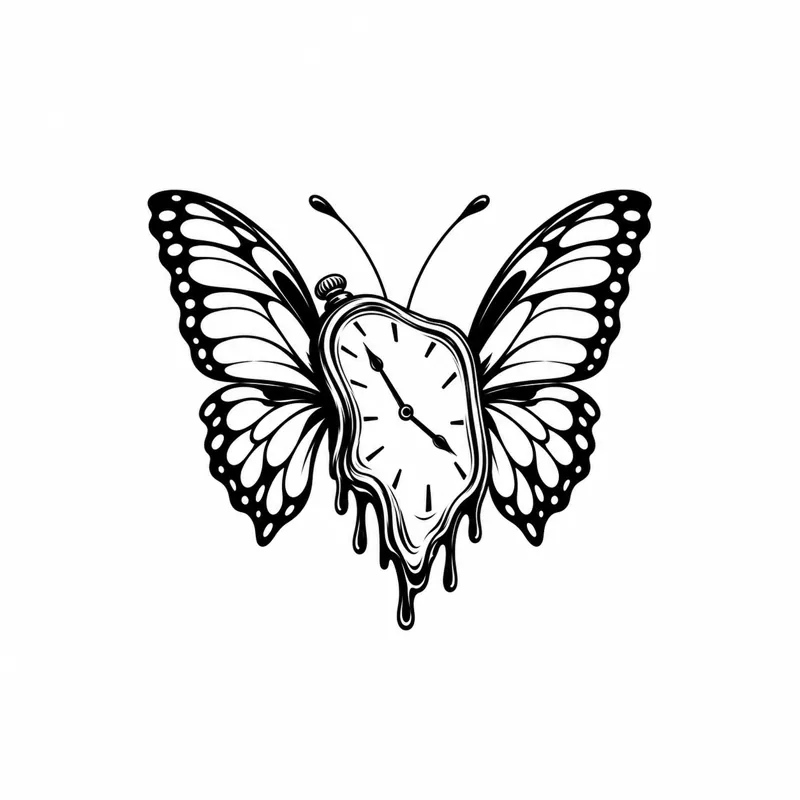 Winged clock tattoo design