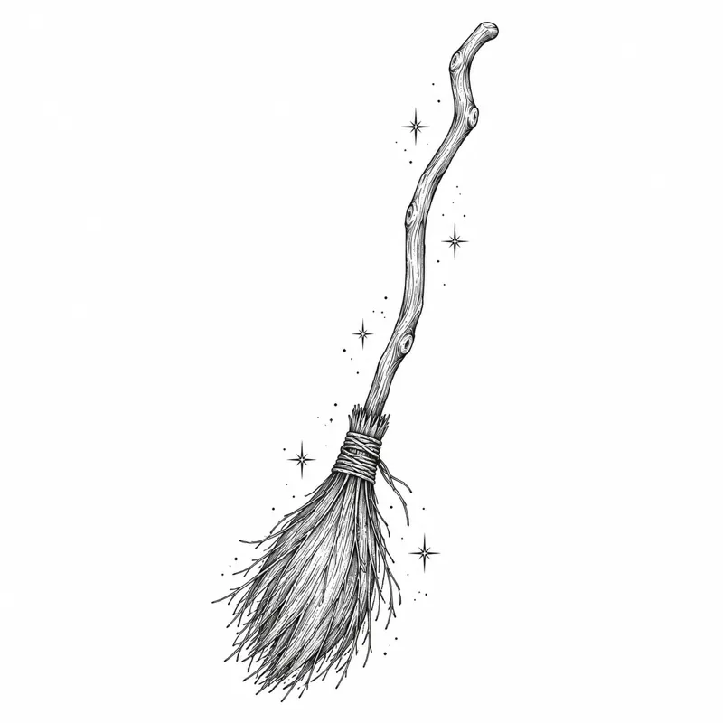 Witch's broom tattoo design