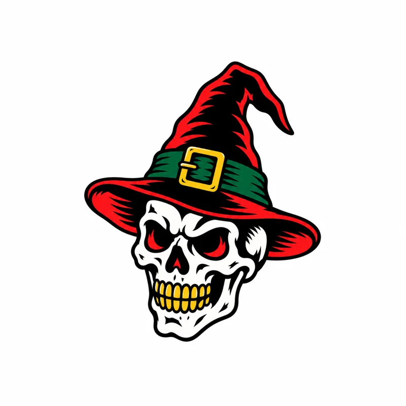 Witch hat skull tattoo design