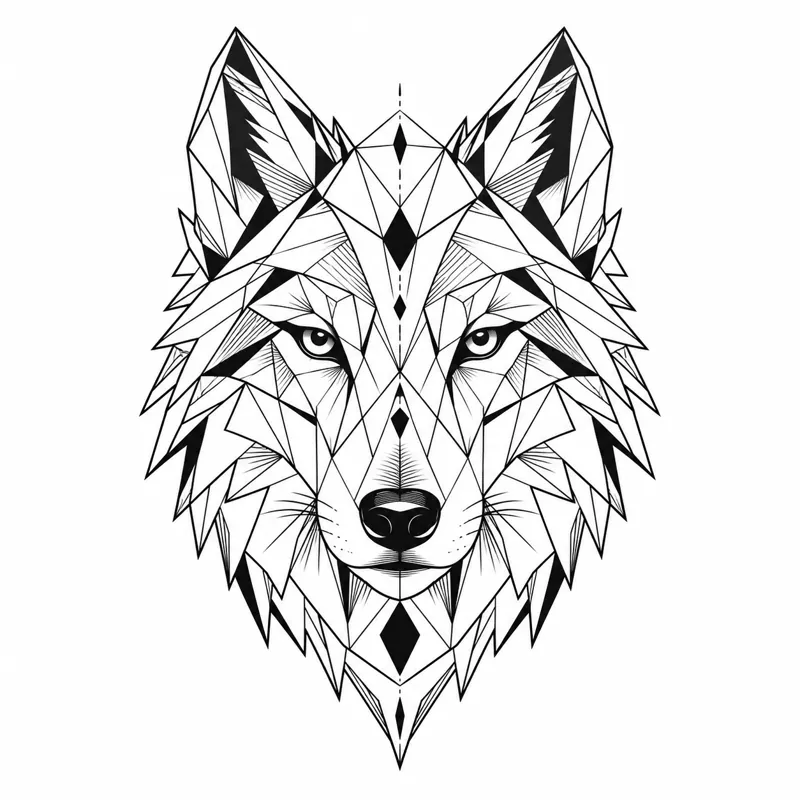 Geometric wolf tattoo design
