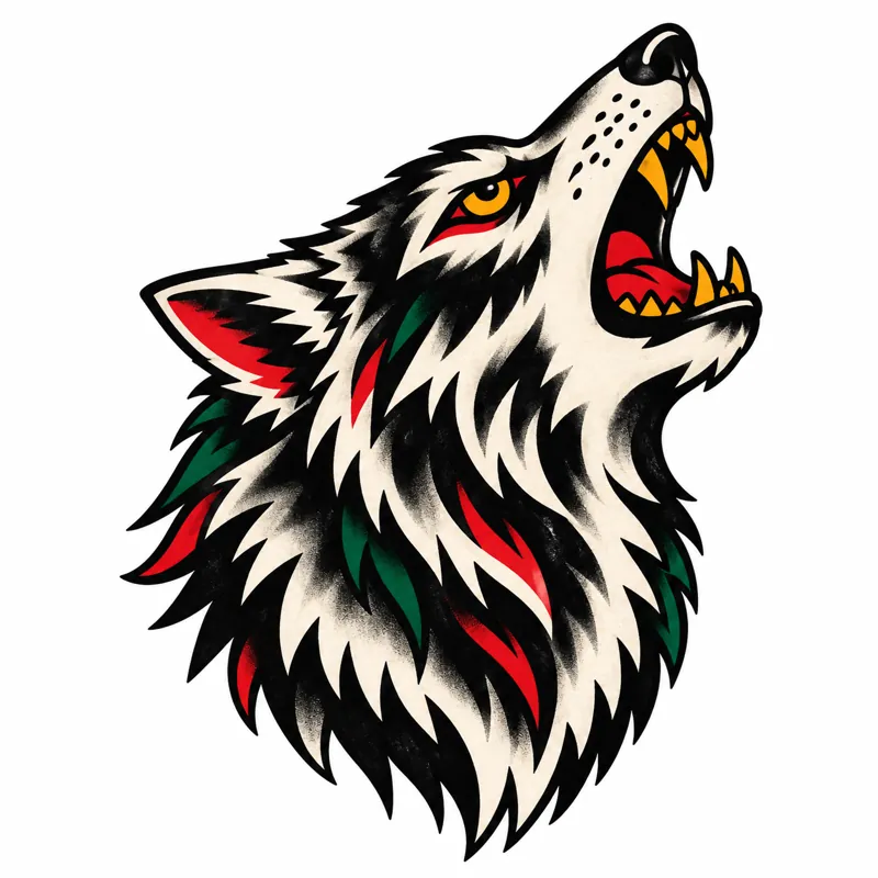 Wolf head tattoo design
